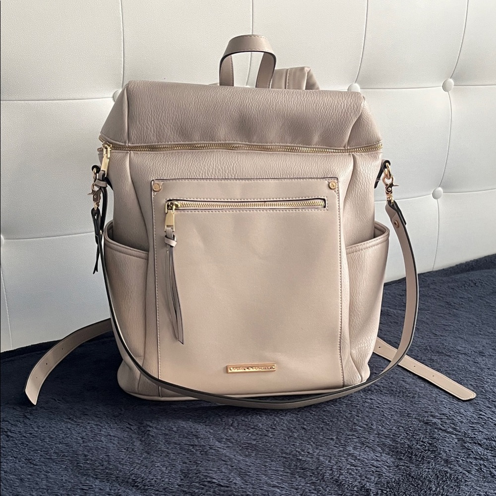 Poppy & Peonies Beige Convertible Backpack Tote